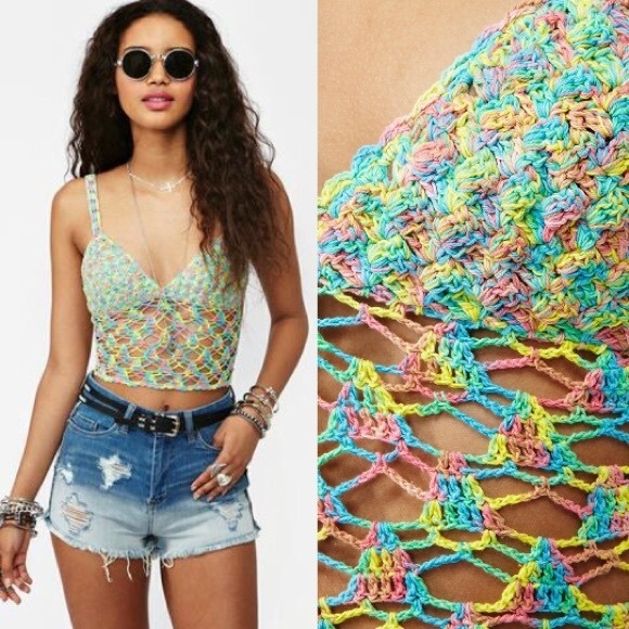 UNIF Rainbow Crochet Top